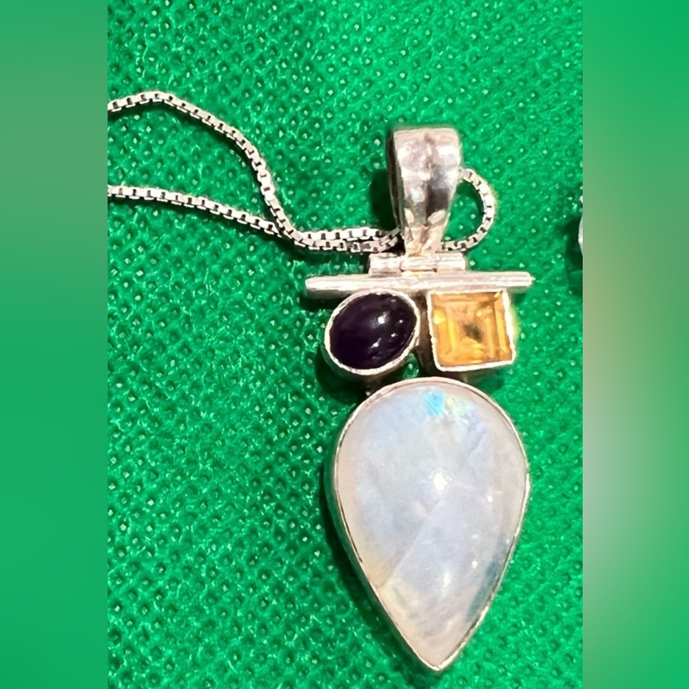 🌗🌖🌙🌔🌒🌚- GODDESS CELENE tear shaped rainbow necklace and ring- set or separate